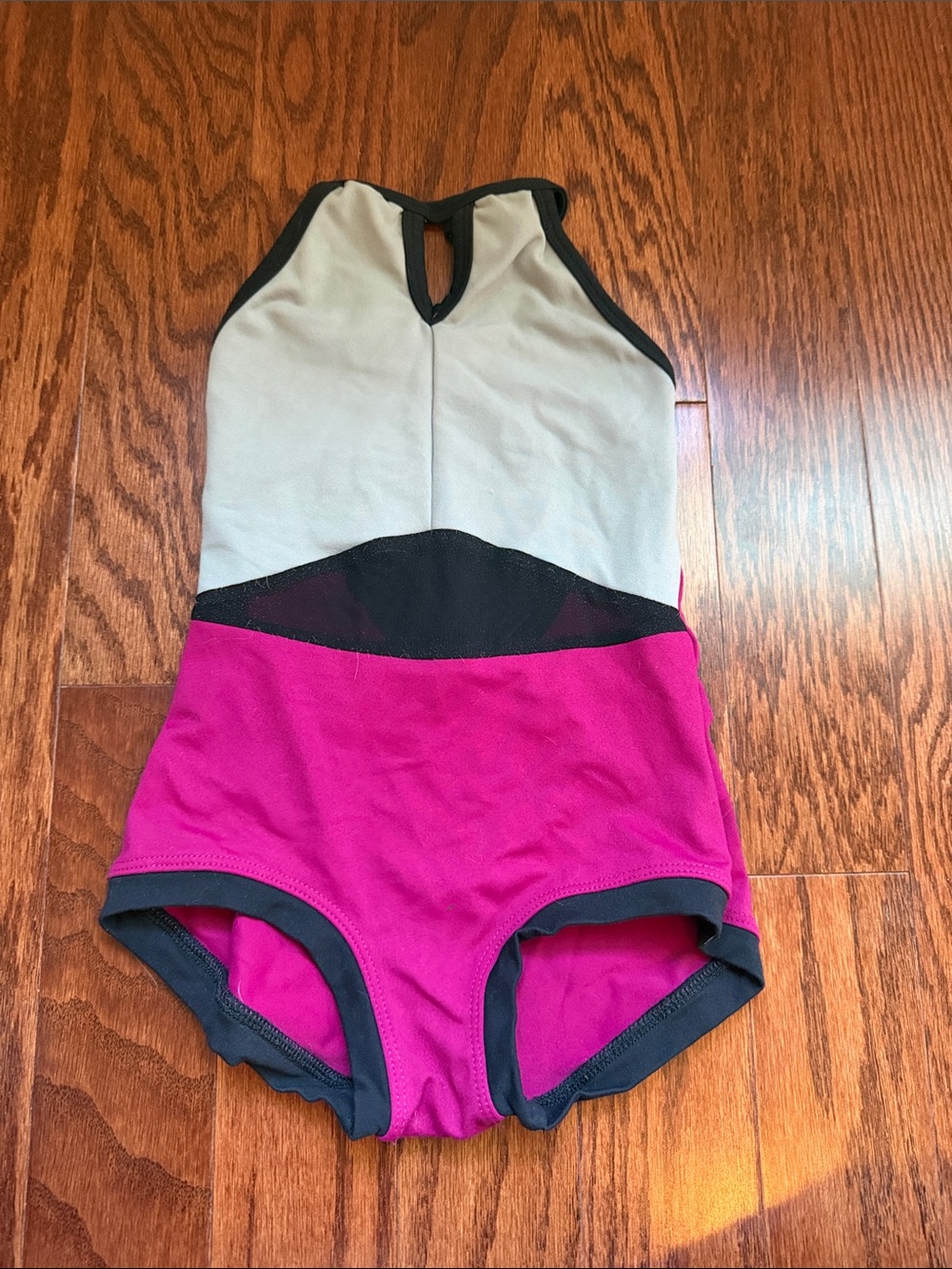 FIVE DANCEWEAR Girls Colorblock One-Piece Leotard in Fuchsia and Cream